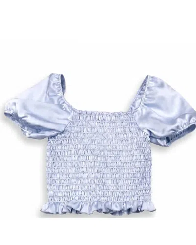 Cheryl Creations Kid's Smocked Ruffle Top In Soft Blue