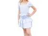 Cheryl Creations Satin Smocked Dress In Blue In Blue