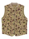 Chesapeake's Sleeveless Camouflage Jacket With Ribbed Collar In Brown
