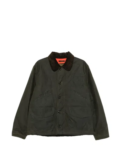 Chesapeake's Stowe Corduroy-collar Waxed Jacket In Green