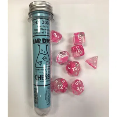 Chessex Cube Lab Gemini Dice - Pink & White - Set Of 7