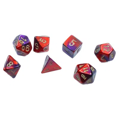 Chessex Cube Mini Gemini Dice Purple-red & Gold - Set Of 7
