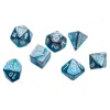 Chessex Cube Mini Gemini Dice Steel-teal & White - Set Of 7