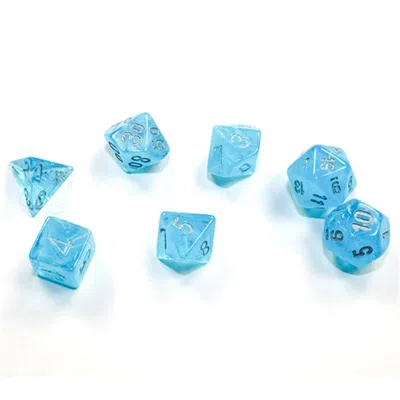 Chessex Cube Mini Luminary Dice Sky & Silver - Set Of 7