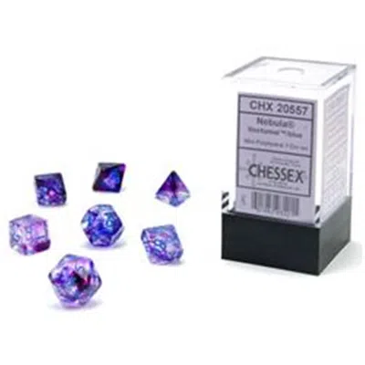Chessex Cube Mini Luminary Nebula Nocturnal Dice, Blue - Setof 7