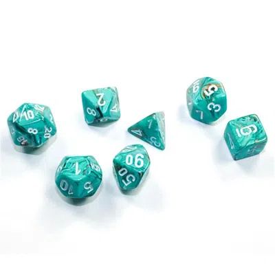 Chessex Cube Mini Mbl Dice Oxi-copper & White - Set Of 7