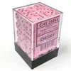 Chessex D6 Cube 12 Mm Dice Opaque Pastel Pink & Black - Set Of 36