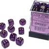 Chessex Manufacturing 12 Mm D6 Cube Borealis Luminary Dice, Royal Purple With Gold Numbers - Pack Of 36