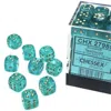 Chessex Manufacturing 12 Mm D6 Cube Borealis Luminary Dice, Teal With Gold Numbers - Pack Of 36
