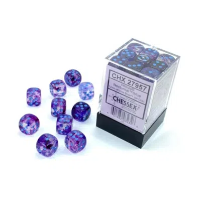 Chessex Manufacturing 12 Mm D6 Cube Luminary Nebula Dice, Nocturnal Blue - 36 Per Pack