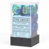 Chessex Manufacturing 16 Mm Blue & Teal Gemini No.7 D6 Dice, Gold Pips - Pack Of 12