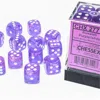 Chessex Manufacturing 16 Mm D6 Cube Borealis Luminary Dice, Purple With White Numbers - Pack Of 12