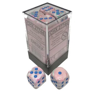 Chessex Manufacturing 16 Mm D6 Cube Festive Dice - Pop-art & Blue 12 Piece