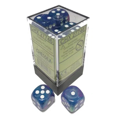 Chessex Manufacturing 16 Mm D6 Cube Festive Dice - Waterlily & White 12 Piece