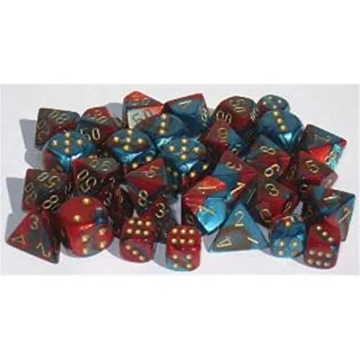 Chessex Manufacturing 16 Mm Gemini Signature Series Dice D6, Red Teal & Gold - Set Of 12