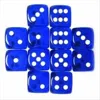 Chessex Manufacturing 23606 16 Mm Blue With White Translucent D6 Dice Set Of 12