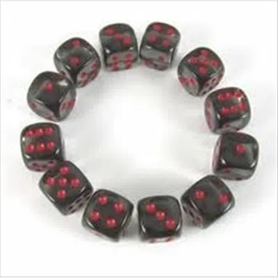 Chessex Manufacturing 23618 16 Mm Smoke With Red Translucent D6 Dice Set Of 12