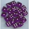 Chessex Manufacturing 23807 12 Mm Set Of Purple With White Translucent D6 Dice Set Of 36