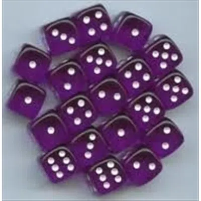Chessex Manufacturing 23807 12 Mm Set Of Purple With White Translucent D6 Dice Set Of 36