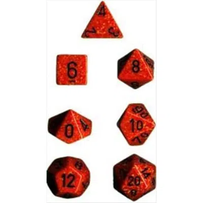 Chessex Manufacturing 25303 Fire Speckled Polyhedral Dice Set Of 7