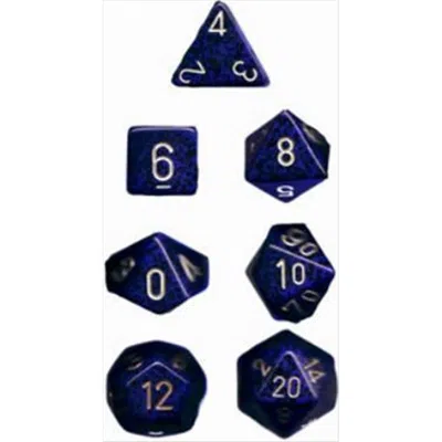 Chessex Manufacturing 25337 Golden Cobalt Speckled Polyhedral Dice Set Of 7