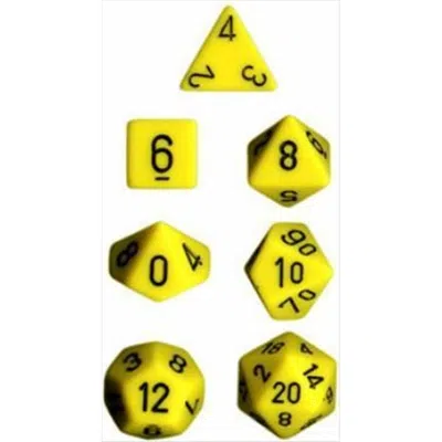 Chessex Manufacturing 25402 Opaque Yellow With Black Polyhedral Dice Set Of 7
