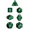 Chessex Manufacturing 25405 Opaque Green With White Polyhedral Dice Set Of 7