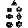 Chessex Manufacturing 25408 Opaque Black With White Polyhedral Dice Set Of 7