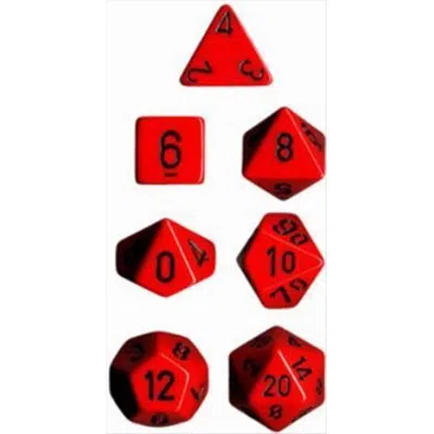 Chessex Manufacturing 25414 Opaque Red With Black Polyhedral Dice Set Of 7