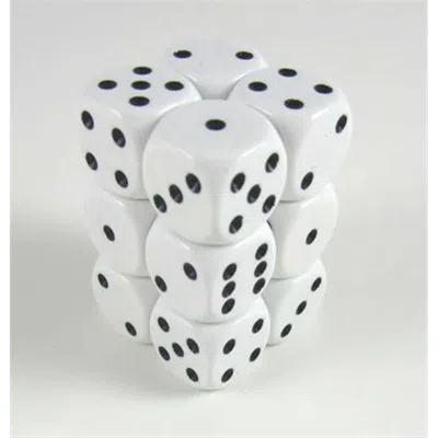 Chessex Manufacturing 25601 Opaque White With Black - 16 Mm Six Sided Dice Set Of 12