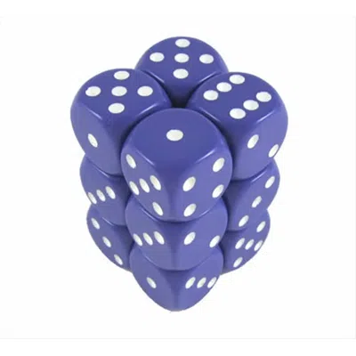 Chessex Manufacturing 25607 Opaque Purple With White - 16 Mm Six Sided Dice Set Of 12