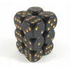 Chessex Manufacturing 25628 Opaque Black With Gold - 16 Mm Six Sided Dice Set Of 12