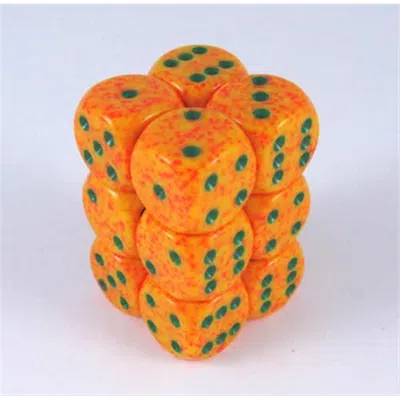 Chessex Manufacturing 25712 Lotus Speckled - 6 Sided 16 Mm Dice Set Of 12 In Orange