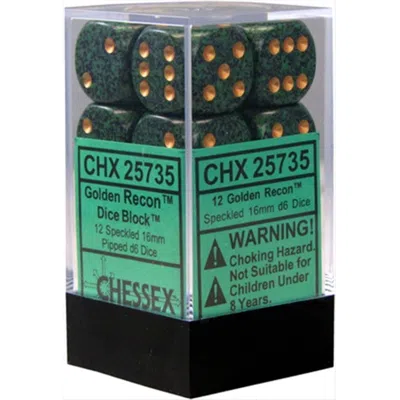 Chessex Manufacturing 25735 Golden Recon Speckled - 6 Sided 16 Mm Dice Set Of 12