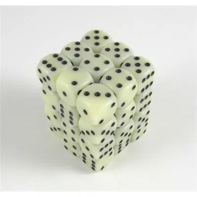 Chessex Manufacturing 25800 Opaque Ivory With Black - 12 Mm Six Sided Dice Set Of 36