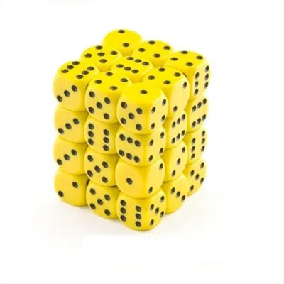 Chessex Manufacturing 25802 Opaque Yellow With Black - 12 Mm Six Sided Dice Set Of 36