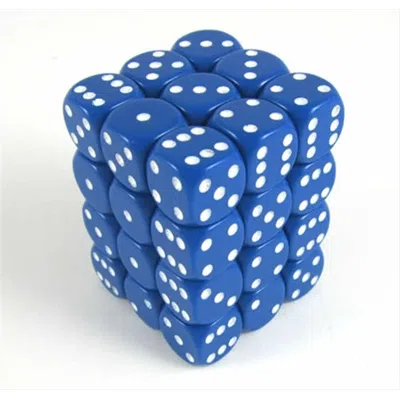 Chessex Manufacturing 25806 Opaque Blue With White - 12 Mm Six Sided Dice Set Of 36