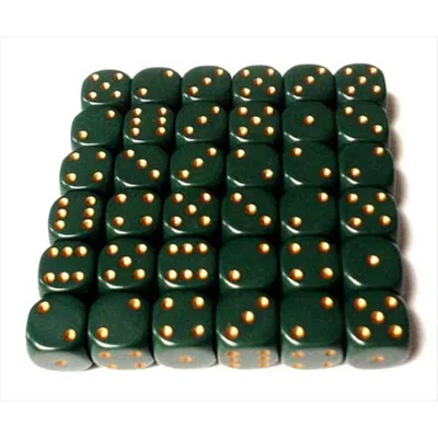 Chessex Manufacturing 25815 Opaque Dusty Green With Copper - 12 Mm Six Sided Dice Set Of 36
