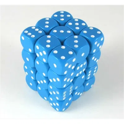 Chessex Manufacturing 25816 Opaque Light Blue With White - 12 Mm Six Sided Dice Set Of 36