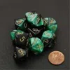 Chessex Manufacturing 26239 D10 Clamshell Gemini Set Of 10 Dice - Black & Green With Gold Numbering