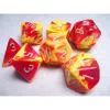 Chessex Manufacturing 26450 Cube Gemini Set Of 7 Dice - Red & Yellow With Silver Numbering