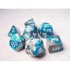 Chessex Manufacturing 26456 Cube Gemini Set Of 7 Dice - Steel & Teal With White Numbering