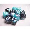 Chessex Manufacturing 26646 D6 Cube Gemini Set Of 12 Dice, 16 Mm - Black Shell With White Numbering