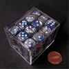 Chessex Manufacturing 26823 D6 Cube Gemini Set Of 36 Dice, 12 Mm - Blue & Silver With White Numbering