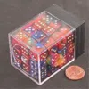 Chessex Manufacturing 26829 D6 Cube Gemini Set Of 36 Dice, 12 Mm - Blue & Red With Gold Numbering