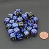 Chessex Manufacturing 26835 D6 Cube Gemini Set Of 36 Dice, 12 Mm - Black & Blue With Gold Numbering