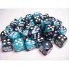 Chessex Manufacturing 26846 D6 Cube Gemini Set Of 36 Dice, 12 Mm - Black Shell With White Numbering