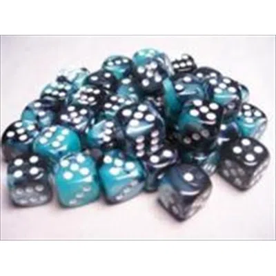 Chessex Manufacturing 26846 D6 Cube Gemini Set Of 36 Dice, 12 Mm - Black Shell With White Numbering