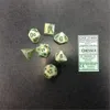 Chessex Manufacturing 27409 Marble Green With Dark Green Dice Set Of 7