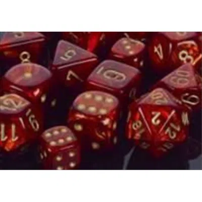 Chessex Manufacturing 27414 Scarlet With Gold Numbering Dice Set Of 7